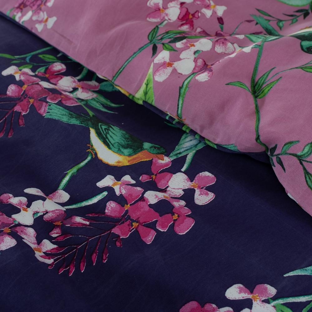 Bird Garden Plum 200 Thread Count Cotton Rich Reversible Duvet Cover Set | Single | Multi Colour