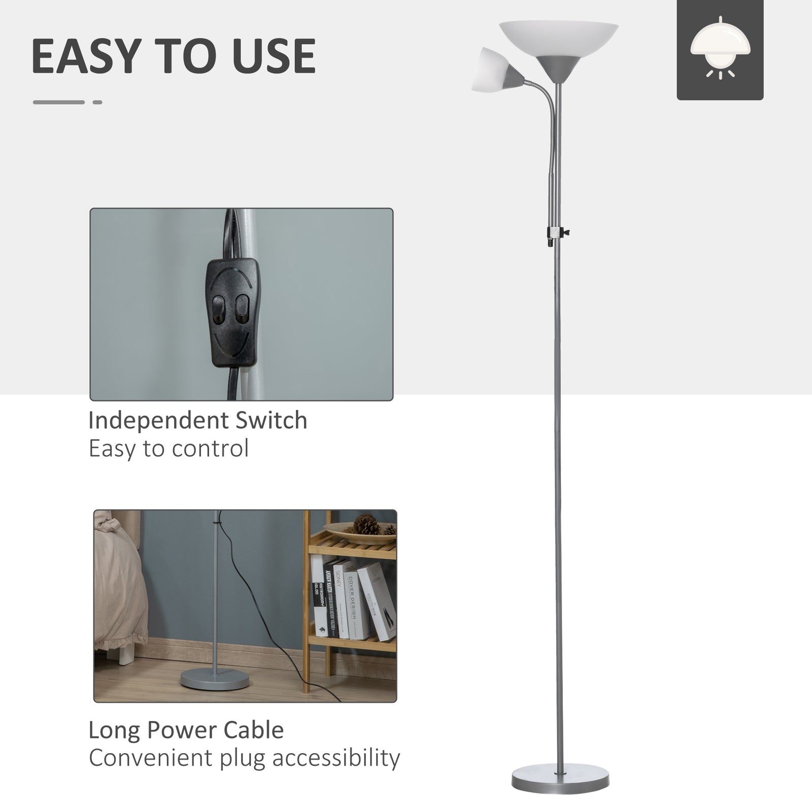 Mother-child Floor Lamp Duo Light Steel Frame 2 Switches