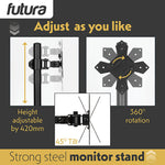 Futura Futura Single Monitor Stand 13 To 32 Inch Height Adjustable Clamp Mount Supports 8kg