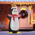8ft Inflatable Penguin & Christmas Banner Decor Inner Led