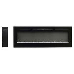 70/80-inch Black Electric Fireplace Heater, Wall Mounted Or Recessed With 12 Flame Colors, Adjustable Brightness & Remote Control | Large