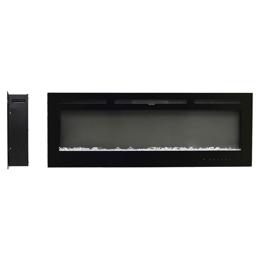 70/80-inch Black Electric Fireplace Heater, Wall Mounted Or Recessed With 12 Flame Colors, Adjustable Brightness & Remote Control | Large