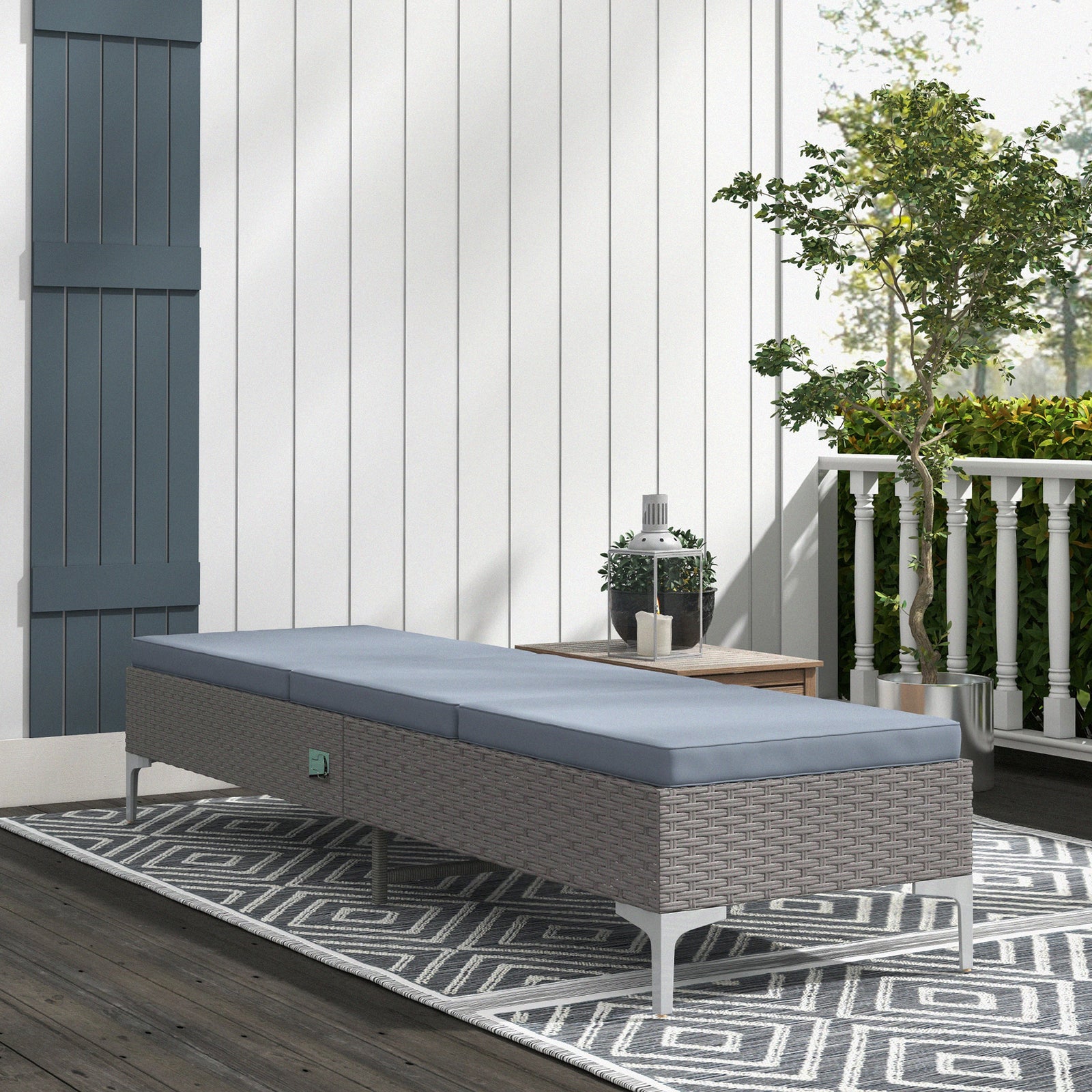 Multi-position Rattan Sun Lounger Recliner Bed Chair | Dark Gray