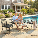 Rattan Garden Furniture Set, 4 Piece Outdoor Patio Furniture | Black