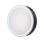 Black Round 60cm Dia Led Bathroom Mirror Cabinet With Storage Anti-fog, Touch Control, Adjustable Color Temperature
