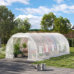 White Outdoor Walk-in Tunnel Greenhouse With Steel Frame | Large | White