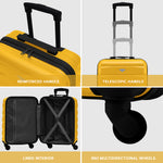 55x40x20cm Lightweight Luggage Hard Shell Cabin Suitcase 60+ Airlines Approved - Carry On Case - 4 Wheels | 55 x 40 x 20cm | Yellow