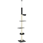 Floor-to-ceiling Cat Tree, Height Adjustable, Black
