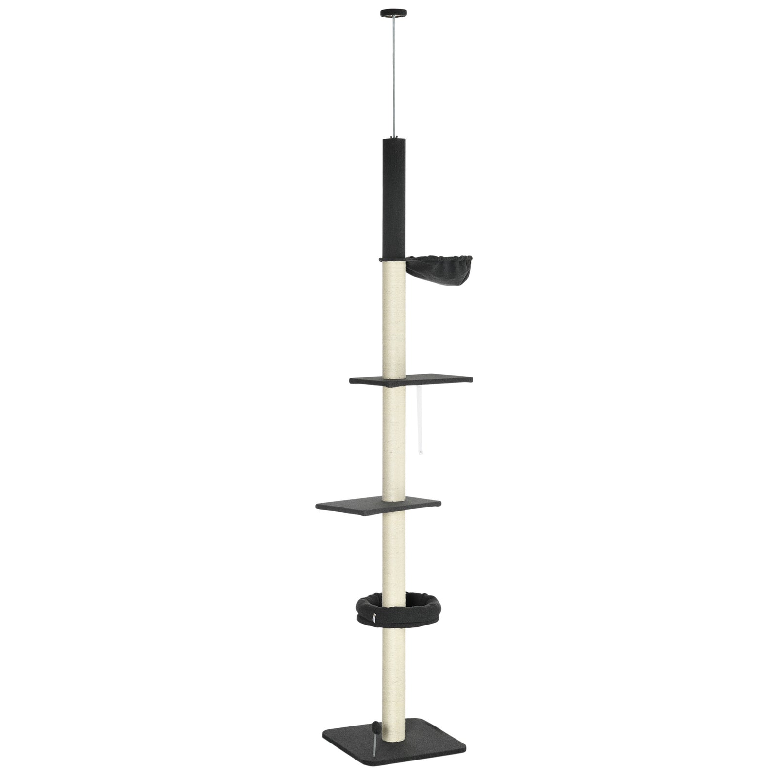 Floor-to-ceiling Cat Tree, Height Adjustable, Black