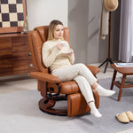 Pu Leather Reclining Armchair With Footrest For Living Room | One Size | Brown