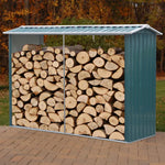 Outdoor Garden Steel Log Storage Shed Weatherproof Firewood Organizer | One Size | Green