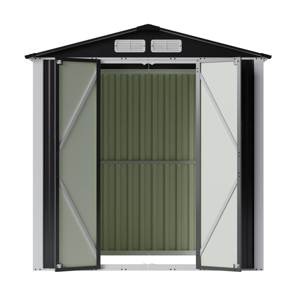 Breeins 6 X 4ft Lockable Metal Outdoor Storage Shed with Apex Roof, Double Hinge Doors & Air Vents, Weather-Resistant Garden Tool Storage House