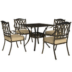 5 Pieces Cast Aluminium Garden Dining Set W/ Parasol Hole