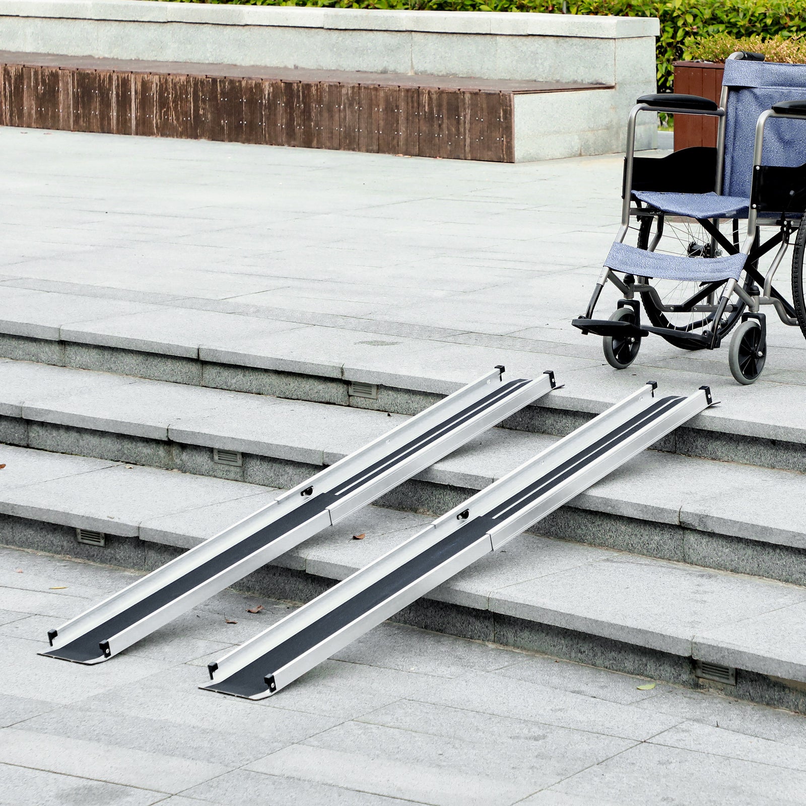 Aluminium Telescopic Wheelchair Ramps Folding Ramp | Medium | Silver