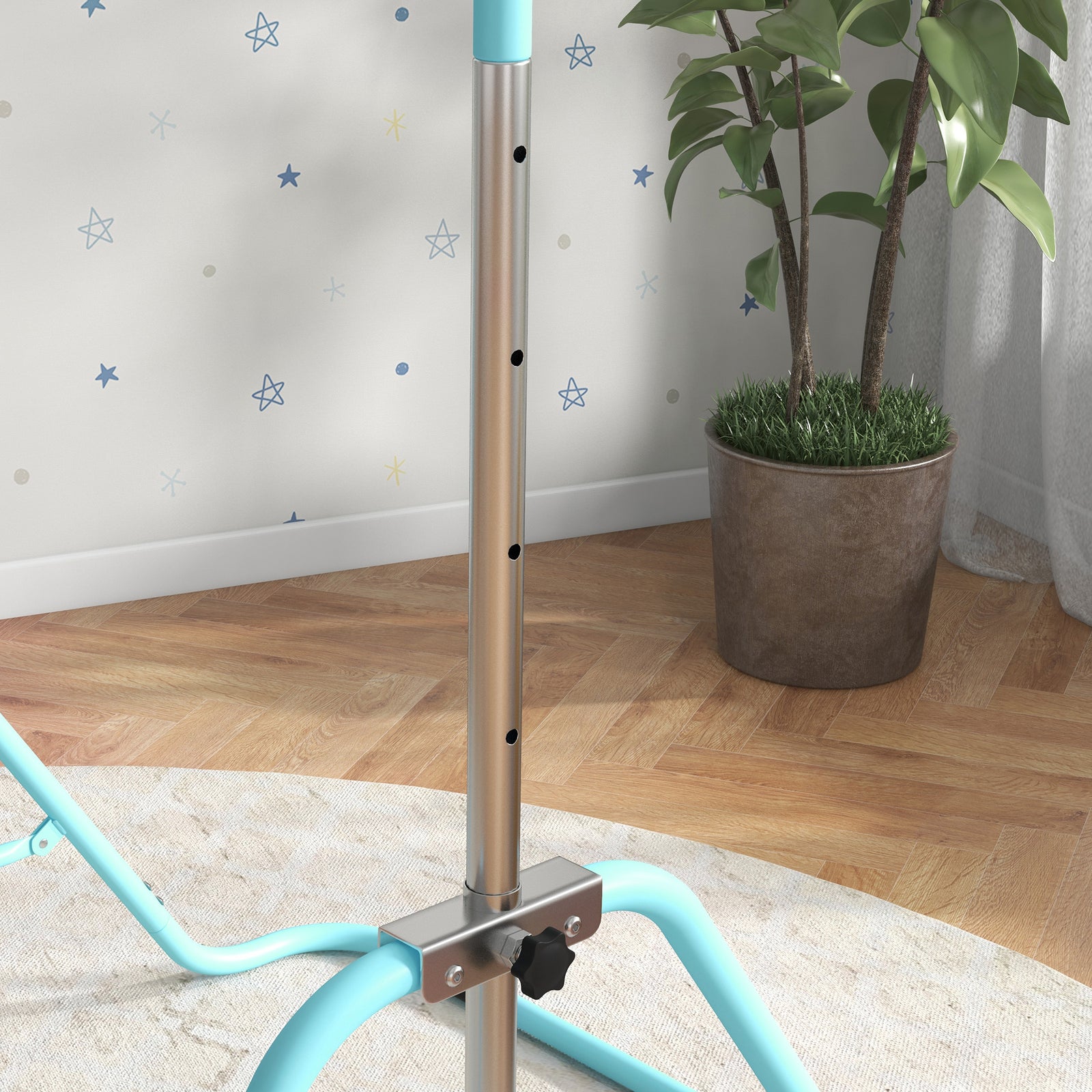 Kids Gymnastic Bar W/ Adjustable Height, Foldable Training Bar | Sky Blue