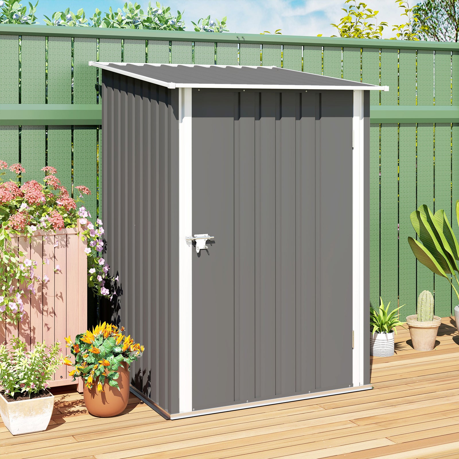 3.3ft X 3.4ft Outdoor Storage Shed Steel Garden Shed | Grey