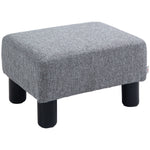Chic Linen Fabric Footstool Ottoman Cube 4 Plastic Legs | One Size | Gray