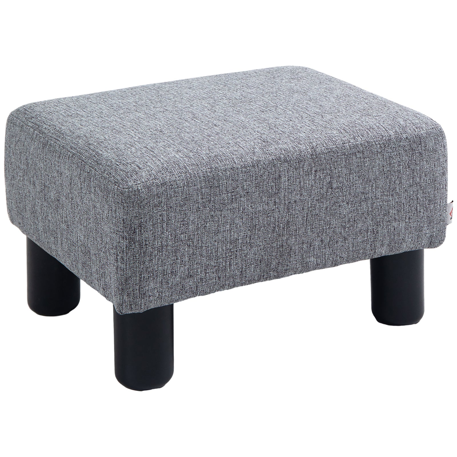 Chic Linen Fabric Footstool Ottoman Cube 4 Plastic Legs | One Size | Gray