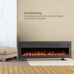 127cm/50in Electric Fireplace With Adjustable Flames Wall Mounted Or Freestanding, Indoor Heater With Remote, Timer