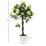 90cm Artificial Rose Tree Fake Decorative Plant | Set of 2 | Green