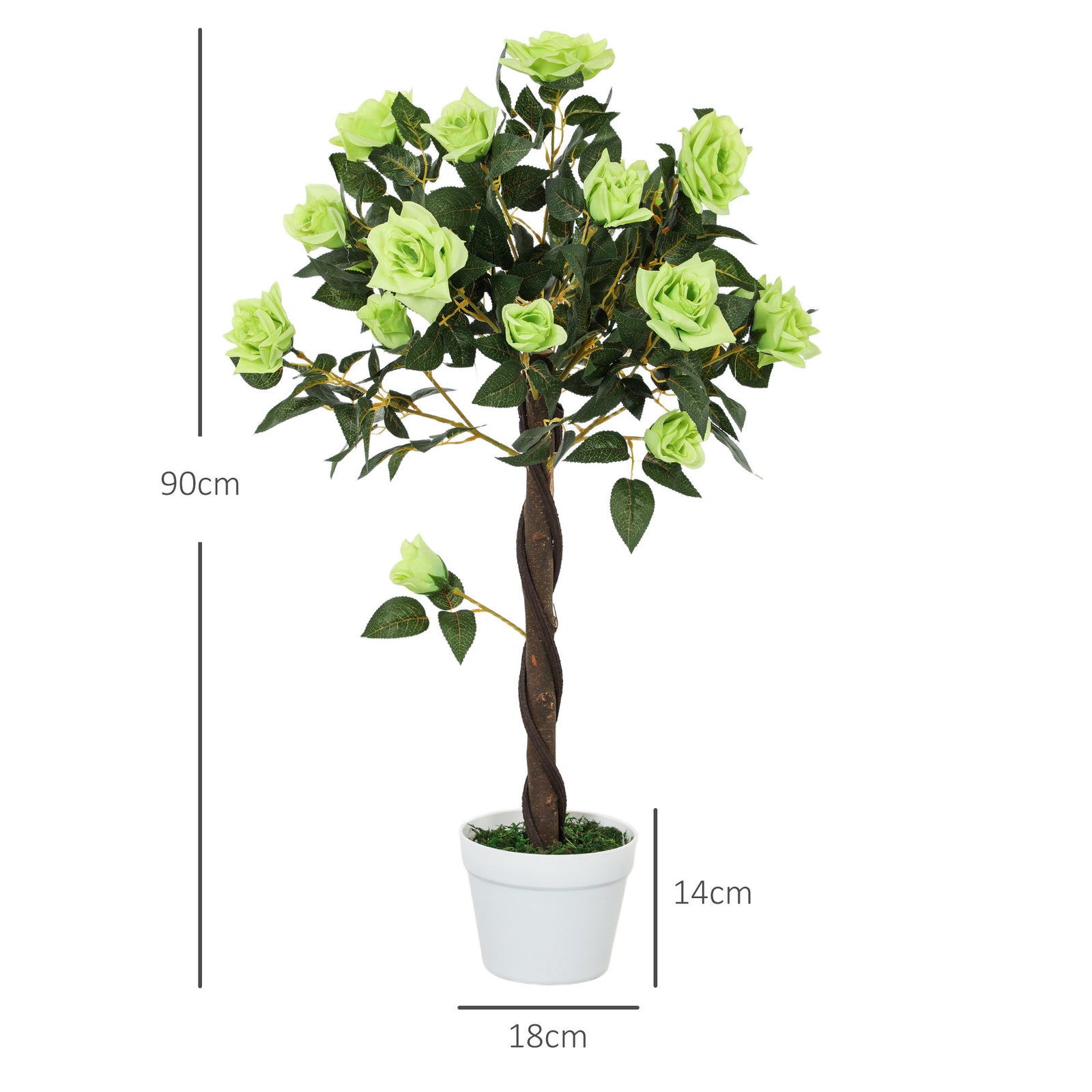 90cm Artificial Rose Tree Fake Decorative Plant | Set of 2 | Green