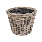 Tapered Rattan Round Planter With Plastic Lining | Large | Brown