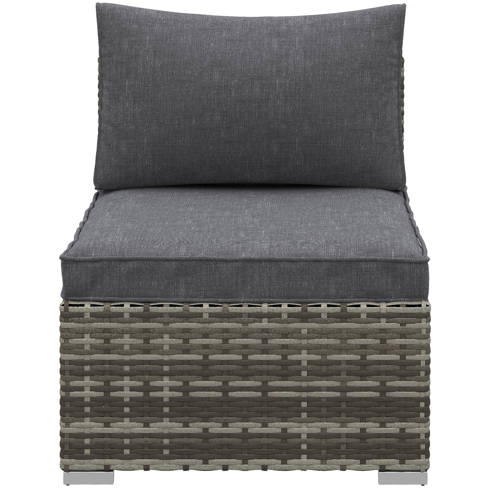 Outdoor Garden Furniture Rattan Single Middle Sofa W/cushion | Dark Gray