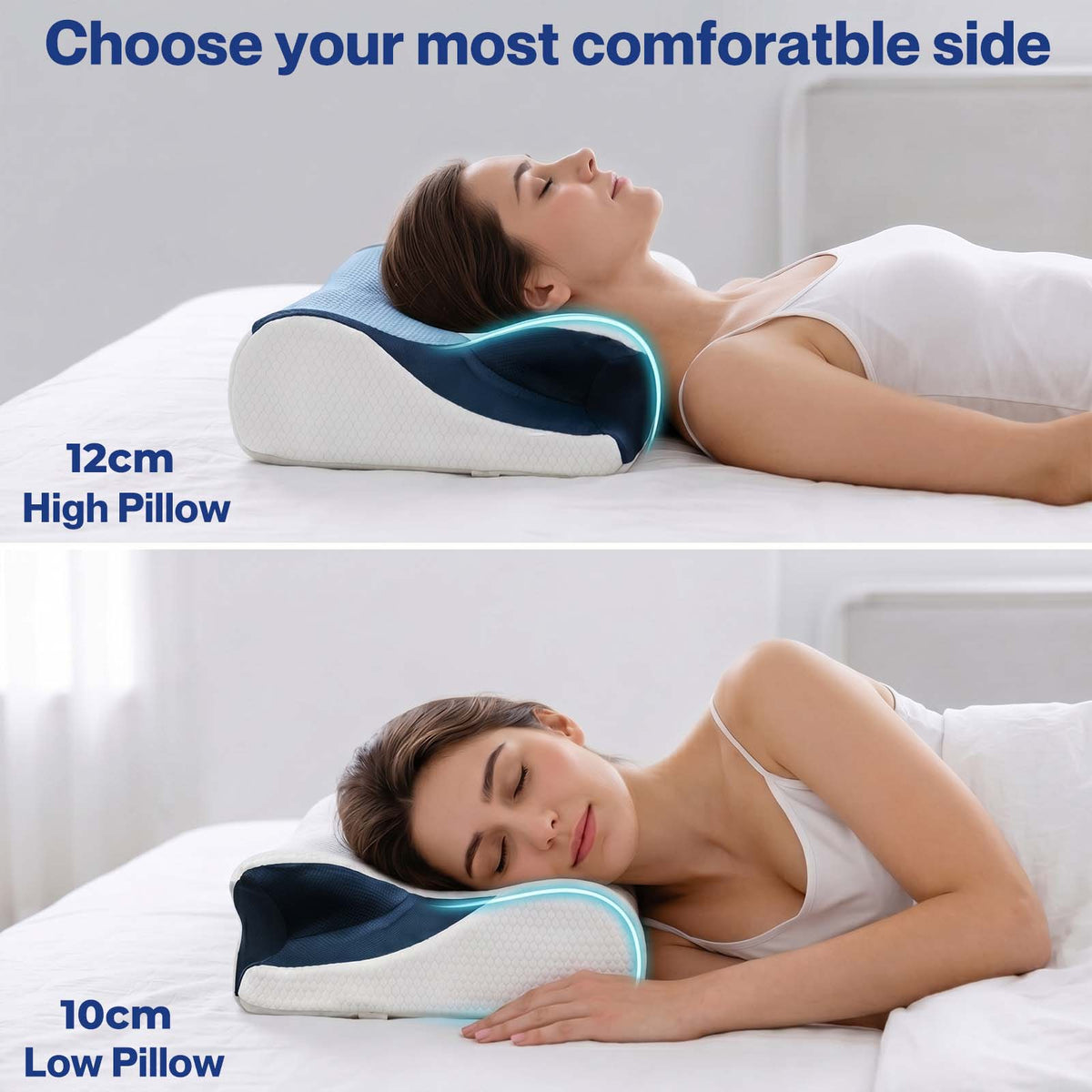 Lavio Cervical Contour Memory Foam Pillow Side Sleeper For Neck Pain Relief