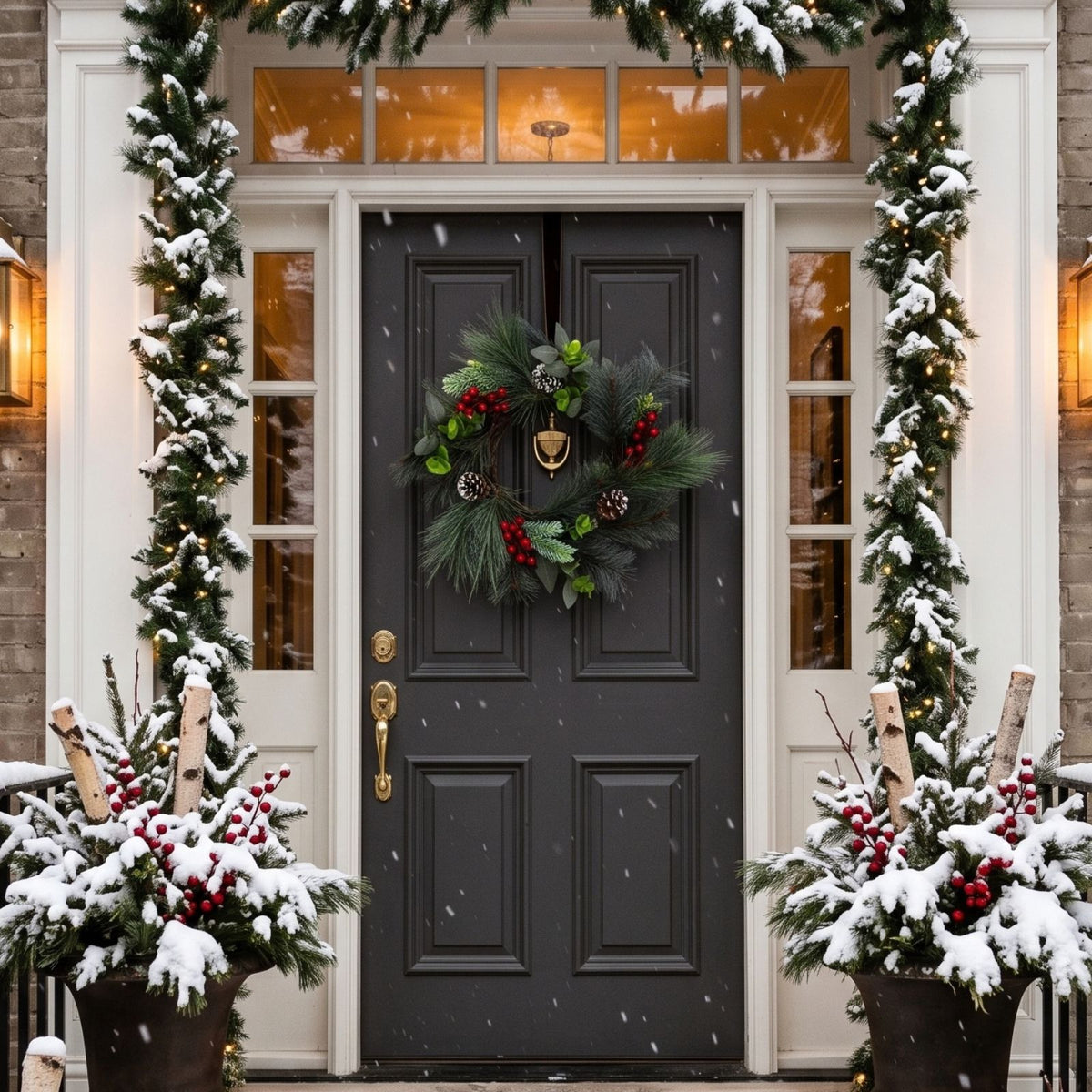 Artificial Frosted Pinecone Wreath, 50cm, Winter Snow
