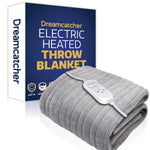 Deluxe  Xl Electric Throw Heated Double Over Blanket Soft Fleece 9 Heat & 12hr Timer Settings | XL | Silver