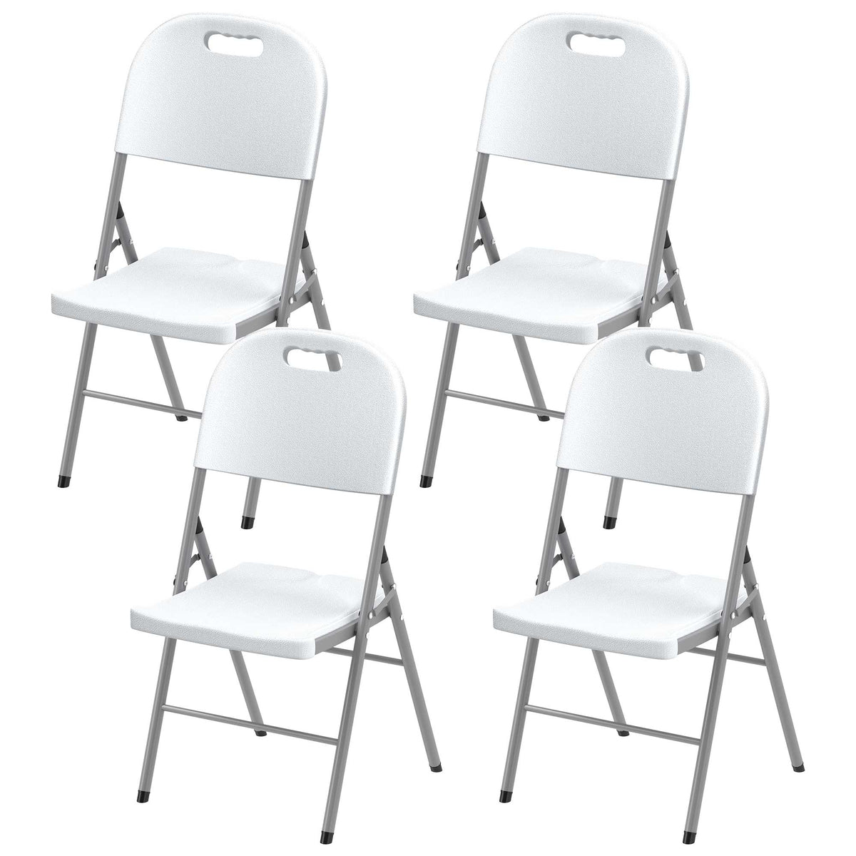 Folding Chair With Steel Frame, Garden Chair Set | Set of 4 | White