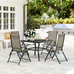 5 Pcs Garden Dining Set, Folding Chairs And Metal Top Table | Khaki