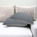 Ribbed Cushion Set, Velvet Fabric | Set of 2 | Grey