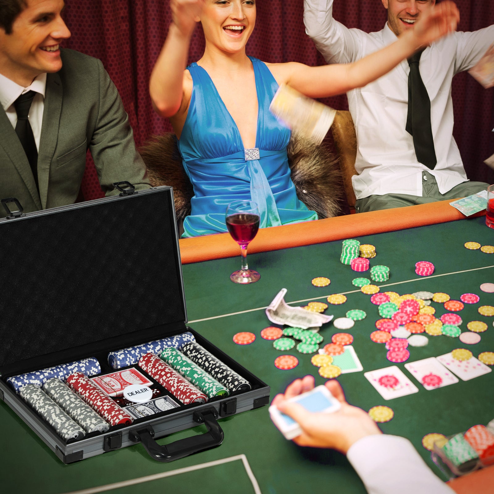 SPORTNOW 400-piece Poker Chips Set, Texas Holdem Poker Set With Case