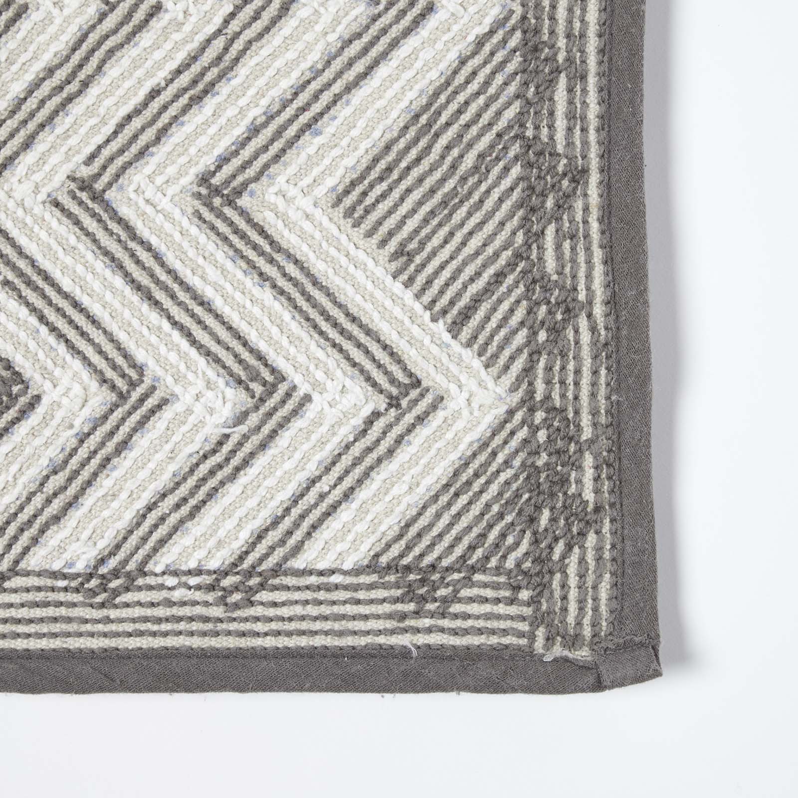 Chevron Pattern Cotton Bathmat | 50 x 80cm | Grey