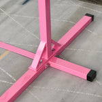 Adjustable Kids Gymnastics Bar Horizontal Training Steel Frame Wood | Pink