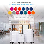 Set Of 3 Hard Shell Suitcase Cabin & Check In Cases With Tsa Lock - Overhead Cabin With Medium & Large Check-in Bag | Set of 3 | Off White