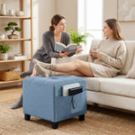 Small Ottoman With Side Pocket Living Room | Dark Blue