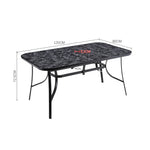 Garden Tempered Glass Rectangle Table With Set Of 4 Pe Rattan Chairs | Medium | Black