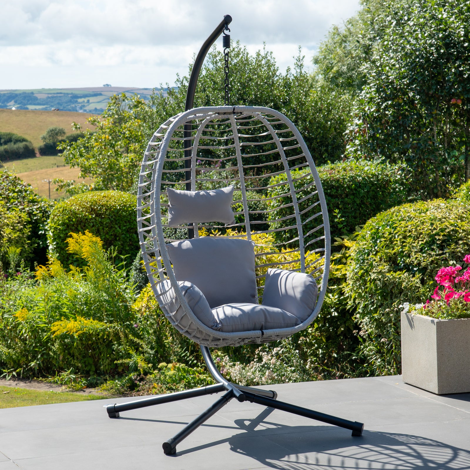 Wilton Hanging Swing Single Egg Pod Chair | One Size | Light Grey