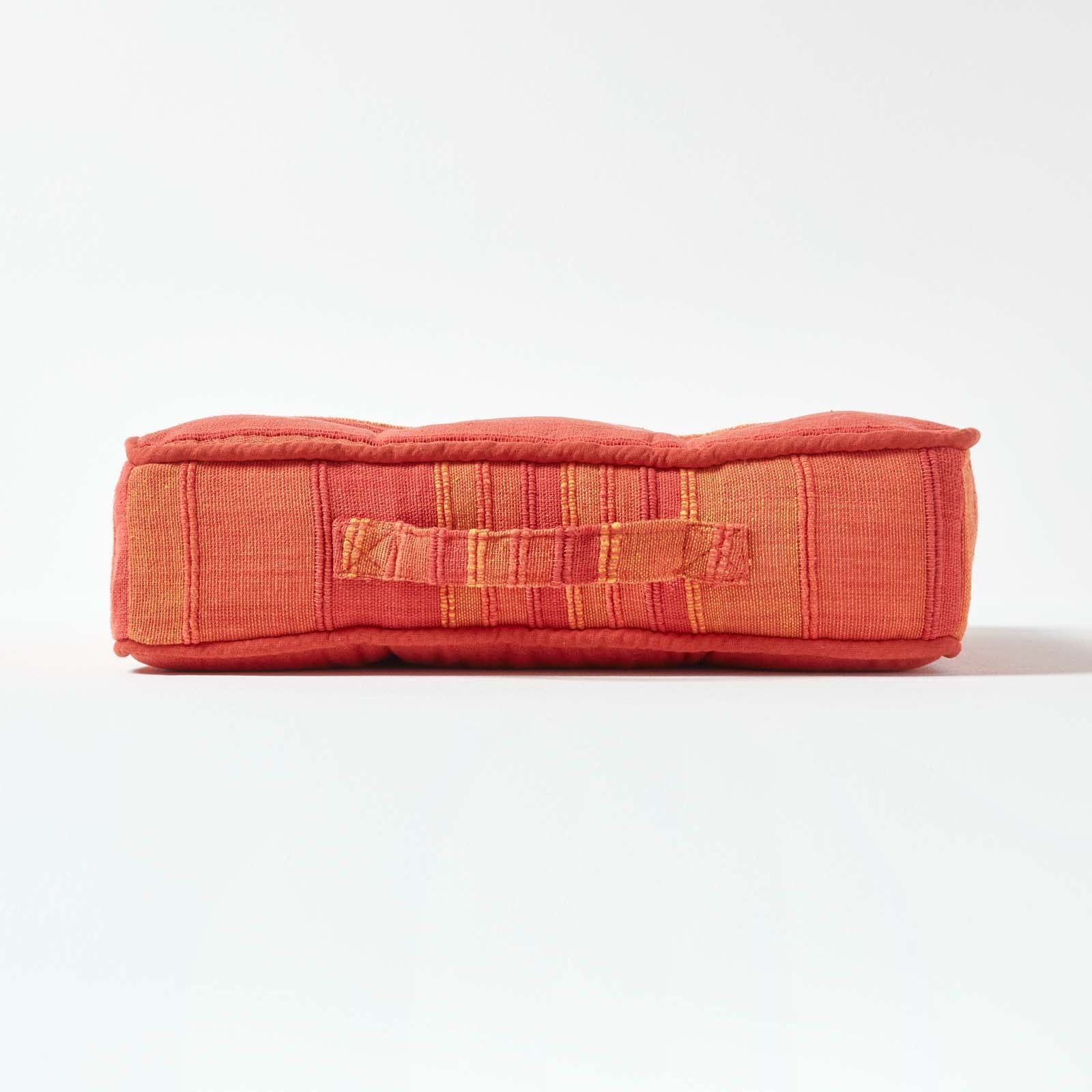 Morocco Striped Cotton Floor Cushion | 40cm x 40cm | Orange