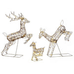 Outsunny 3-piece Light Up Deer Family Set Of 3 With 200 Led Lights, Brown