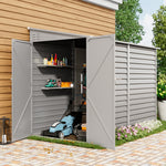 Durable Zinc Steel Metal Garden Shed 4.7×8.86ft – Waterproof Outdoor Storage House For Tools And Garden Equipment, White | White