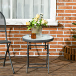Round Folding Side Table With Imitation Marble Top | Antique White