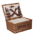 Classic Fitted Picnic Wicker Basket | 4-Person | White