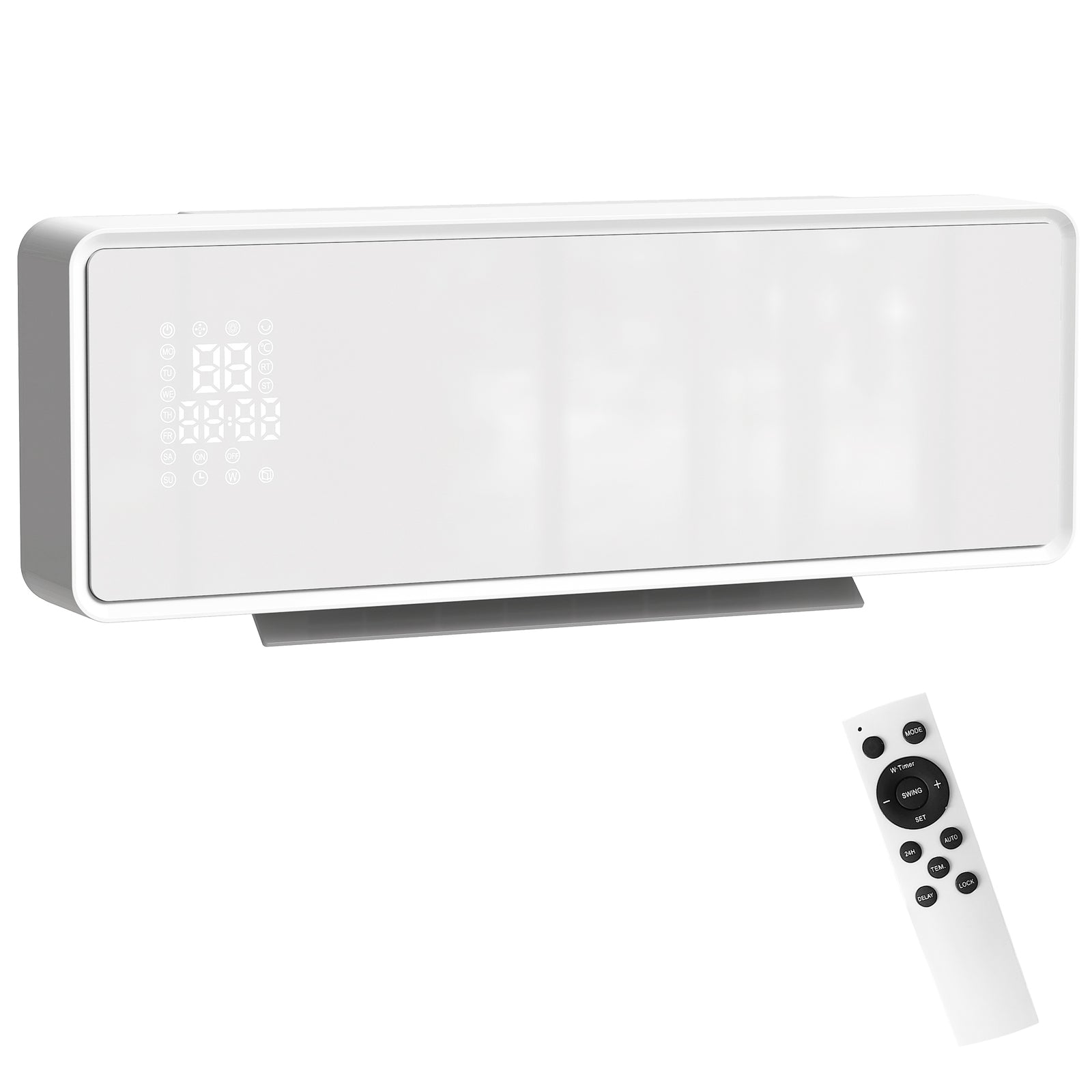 2000w Ceramic Electric Heater With Fan, Wall Mounted | White