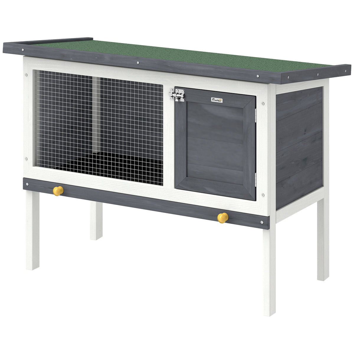 PawHut Rabbit Hutch, Guinea Pig Hutch Outdoor Cage With Asphalt Roof