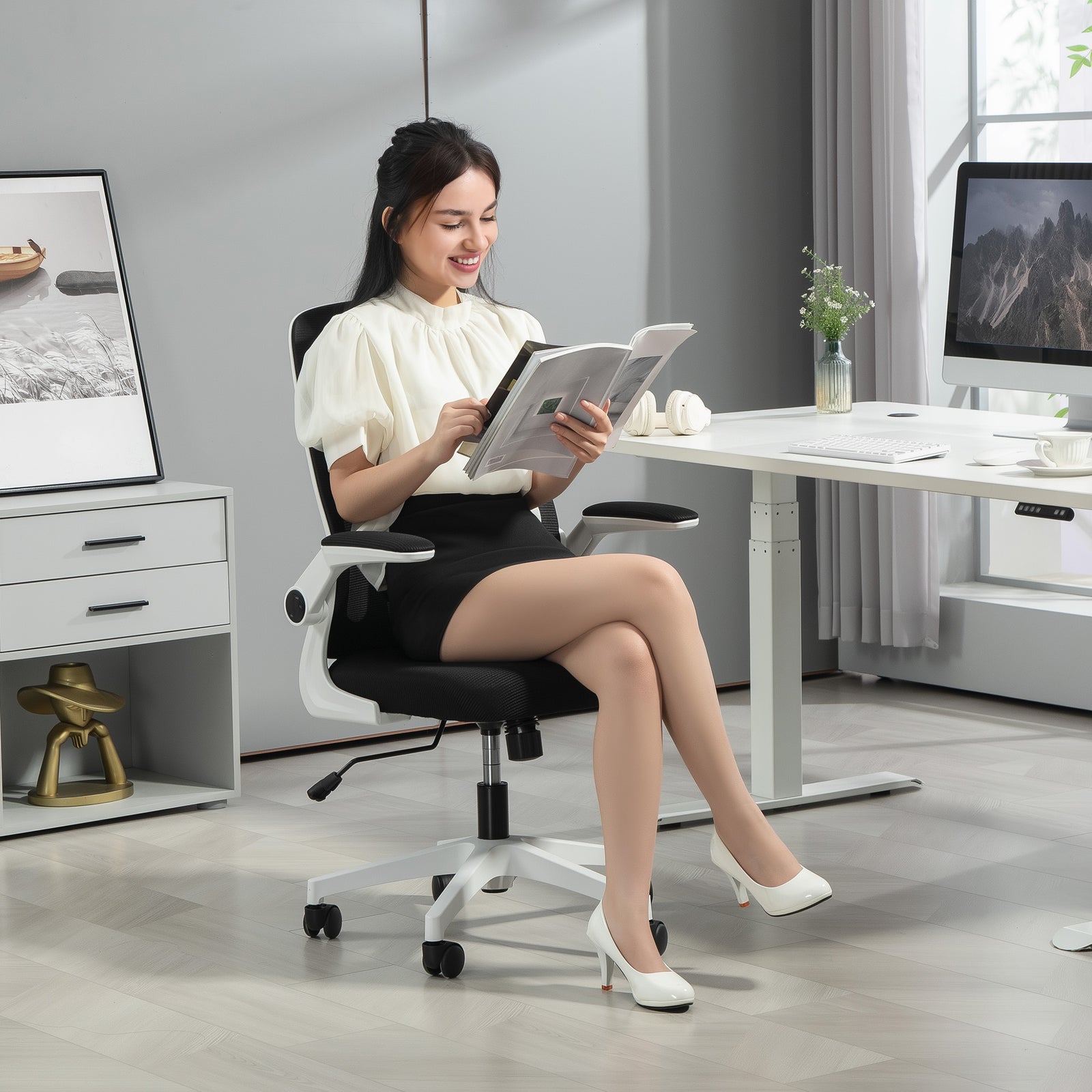 Mesh Desk Chair With Tilt Function, Lumbar Support | Black