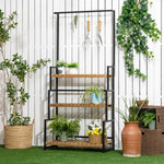 3 Tiered Plant Stand Rack With Hanging Hooks Indoor Outdoor