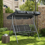 3 Seater Metal Swing Chair Patio Bench With Canopy Dark Grey